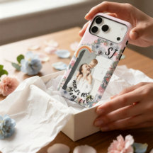 Boho Bloem Roze Gepersonaliseerde Foto Monogram