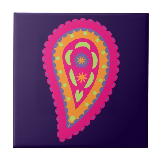 Boho Bloem Roze Motief Tegeltje (Voorkant)