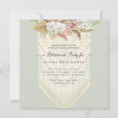 Boho Bloem Roze Pampas Gras Macrame Pensioen Kaart (Voorkant)