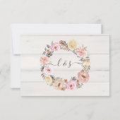 Boho Bloem Roze Roos Rustiek Hout RSVP Antwoord (Achterkant)