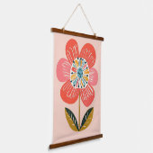 Boho Bloem Scandinavische Illustratie Hangend Wandkleed (Gebogen)
