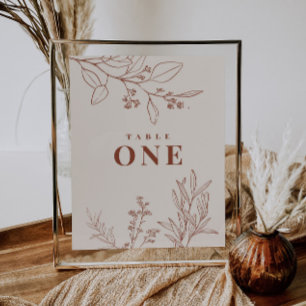 Boho Bloem Tafel Nummers Poster