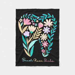 Boho Bloem Tanden Bloem Tandarts Student Tandheelk Fleece Deken