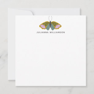 Boho bloem vlinder illustratie gepersonaliseerd notitiekaartje