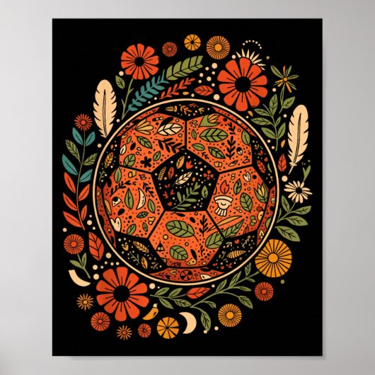 Boho Bloem Voetbal Poster (Voorkant)