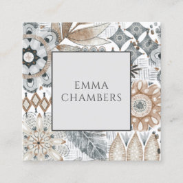 Boho Bloem Vormen Doodles Oproepkaarten Contactkaartje