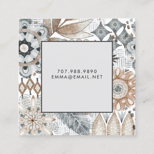 Boho Bloem Vormen Doodles Oproepkaarten Contactkaartje (Achterkant)