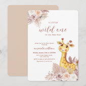 Boho Bloem Wilde Safari Giraffe Baby Borrel Kaart (Voorkant / Achterkant)