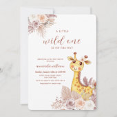 Boho Bloem Wilde Safari Giraffe Baby Borrel Kaart (Voorkant)
