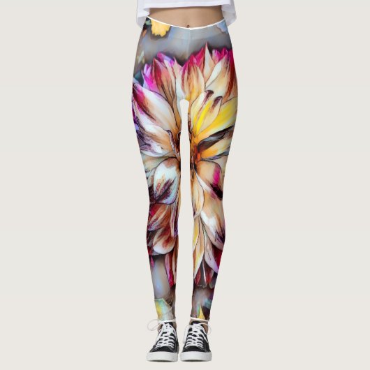Boho Bloem Yoga Broek Leggings (Voorkant)