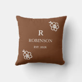 Boho Bloem Zacht Verbrand Oranje | Monogram Kussen (Achterkant)