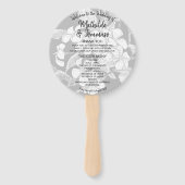 Boho bloem zwart wit modern huwelijksprogramma handwaaier (Voorkant)