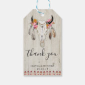 Boho Bloemachtige Geweien Schedel Hout Bedankt Bru Cadeaulabel (Achterkant)