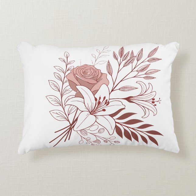 Boho bloemboeket accent kussen (Voorkant)