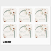 Boho Bloemboog Bedankt Vierkante Sticker (Vel)