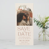 Boho Bloemboog Huwelijksfoto Save The Date (Staand voorkant)