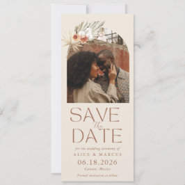 Boho Bloemboog Huwelijksfoto Save The Date