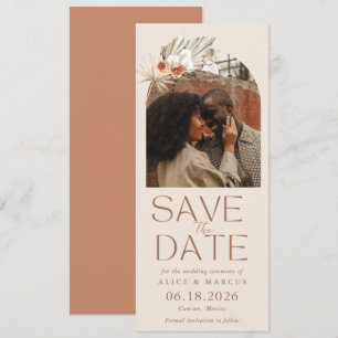 Boho Bloemboog Huwelijksfoto Save The Date