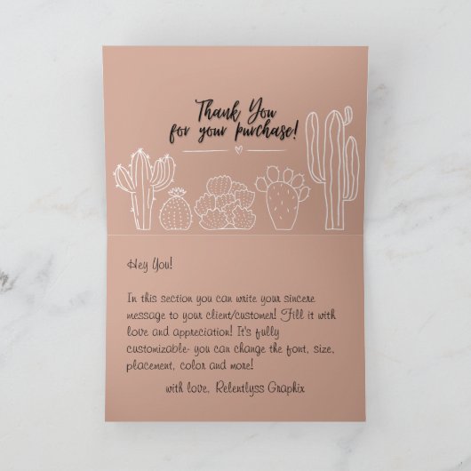 Boho | bloemcactus | esthetisch | bedankkaart (Binnen)