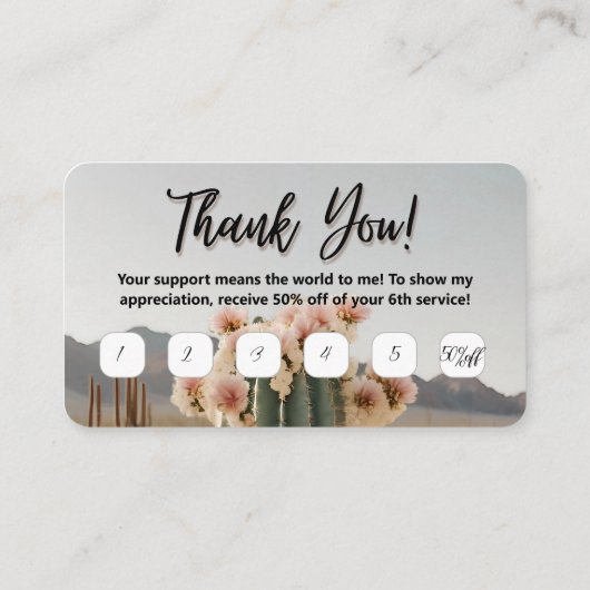 Boho | bloemcactus | esthetisch | loyaliteits-Kaar Visitekaartje (Achterkant)