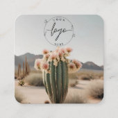 Boho | bloemcactus | esthetisch vierkante visitekaartje (Voorkant)