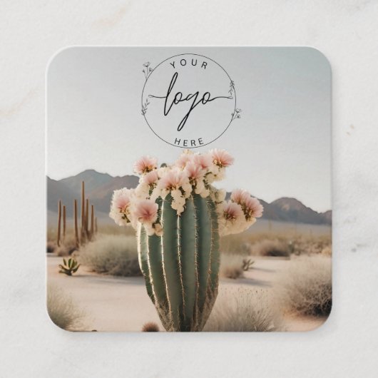 Boho | bloemcactus | esthetisch vierkante visitekaartje (Voorkant)