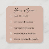 Boho | bloemcactus | esthetisch vierkante visitekaartje (Achterkant)