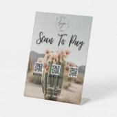 Boho | bloemcactus | QR-code | Betaalteken Reclamebord Met Voetstuk (Voorkant)