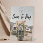 Boho | bloemcactus | QR-code | Betaalteken Reclamebord Met Voetstuk