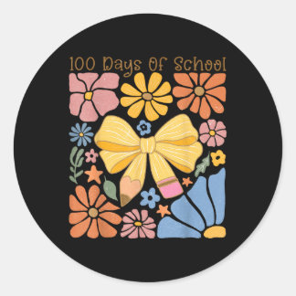 Boho Bloemen 100 Dagen School Pencil Coquette Bo Ronde Sticker