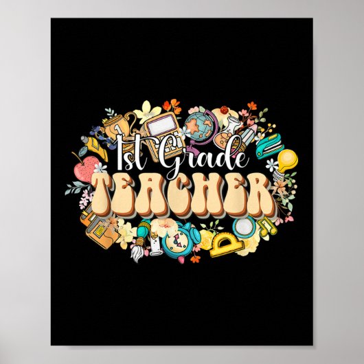 Boho Bloemen 1e Klas Leraar Waardering Achterkant Poster (Voorkant)