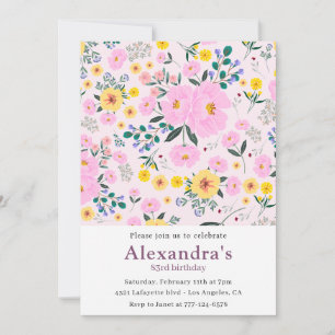 Boho bloemen 83ste verjaardagsuitnodigingen  kaart