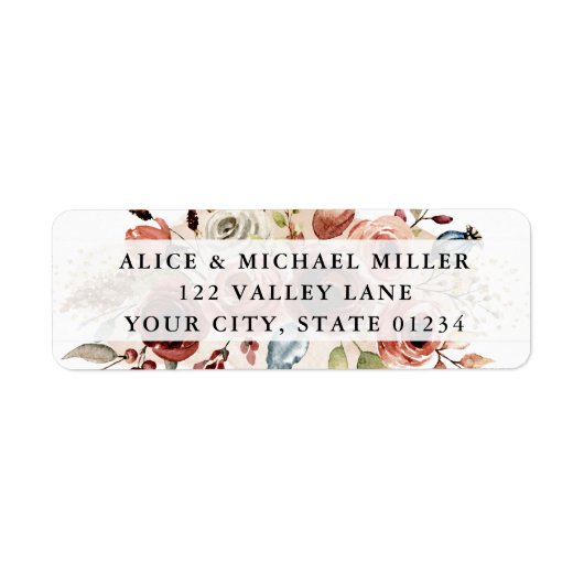 Boho Bloemen, Aardse Bloem Retouradres Sticker (Voorkant)