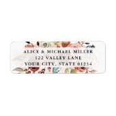 Boho Bloemen, Aardse Bloemige Retouradres Sticker (Voorkant)