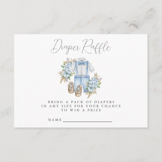 Boho Bloemen Baby Jongen Douche Luier Raffle Informatiekaartje (Voorkant)