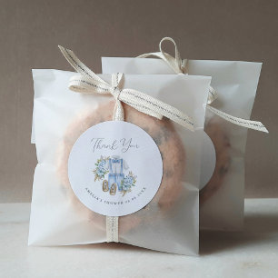 Boho Bloemen Baby Jongens Shower Bedankt Ronde Sticker