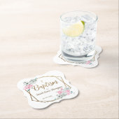 Boho bloemen Baby meisjesnaam gouden kruis doop Kartonnen Onderzetters (Insitu)