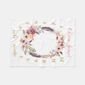 Boho bloemen baby mijlpaal maandelijkse babydeken fleece deken (Voorkant (Horizontaal))