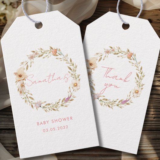 Boho Bloemen Baby Shower Cadeaulabel