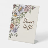 Boho  Bloemen Baby shower Luier Raffle Reclamebord Met Voetstuk (Voorkant)
