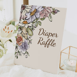 Boho  Bloemen Baby shower Luier Raffle Reclamebord Met Voetstuk