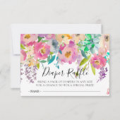 Boho Bloemen Baby shower Luier Raffle Ticket Kaart (Voorkant)