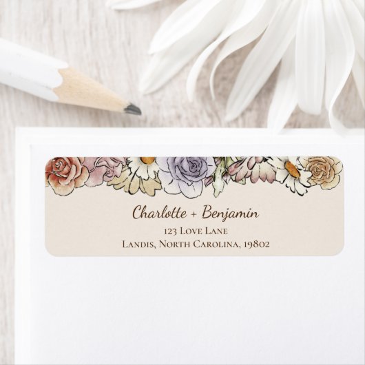 Boho  Bloemen Baby shower Retouradres Etiket (Insitu)