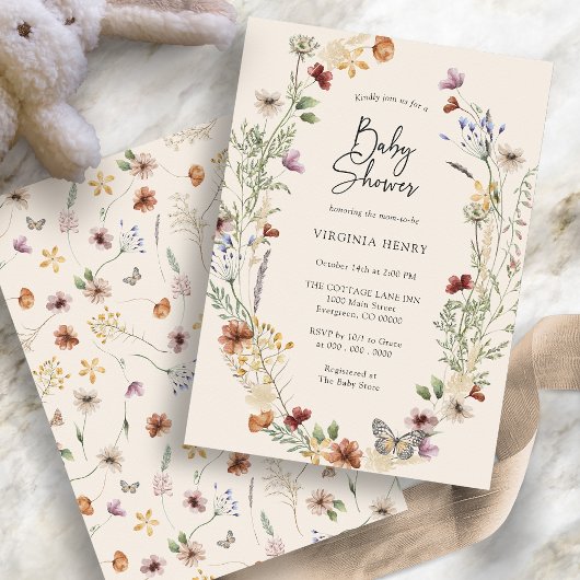 Boho bloemen baby shower uitnodiging