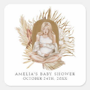 Boho Bloemen Baby Shower Vierkante Sticker