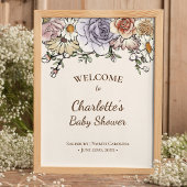 Boho  Bloemen Baby shower Welkom Poster