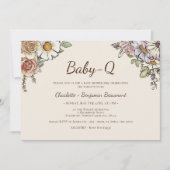 Boho  Bloemen Beige Baby-Q BBQ Baby shower Kaart (Voorkant)