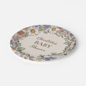 Boho  Bloemen Beige Baby shower Papieren Bordje (Gekanteld)