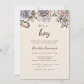 Boho  Bloemen Beige Het is een Jongen Baby shower Kaart (Voorkant)