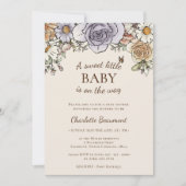Boho  Bloemen Beige Sweet Little Baby shower Kaart (Voorkant)